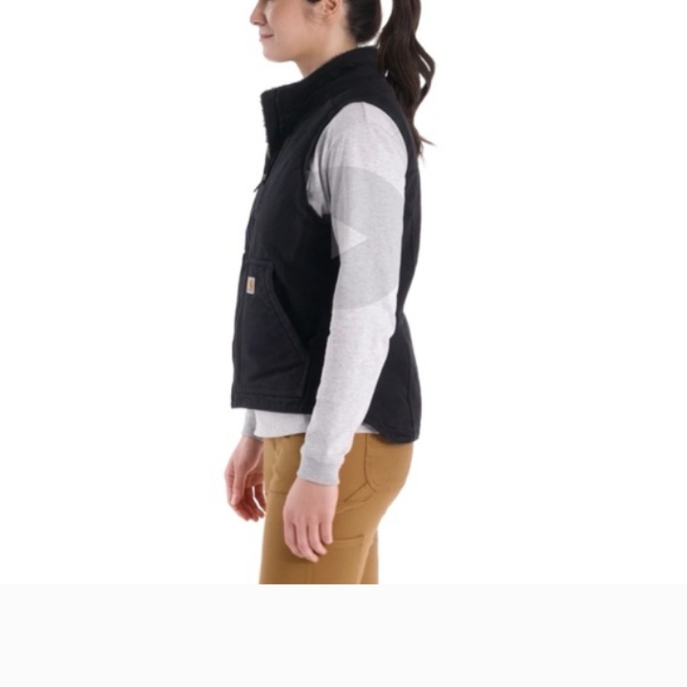 Carhartt Black Quilted Utility Vest with Logo Patch - Picture 2 of 12